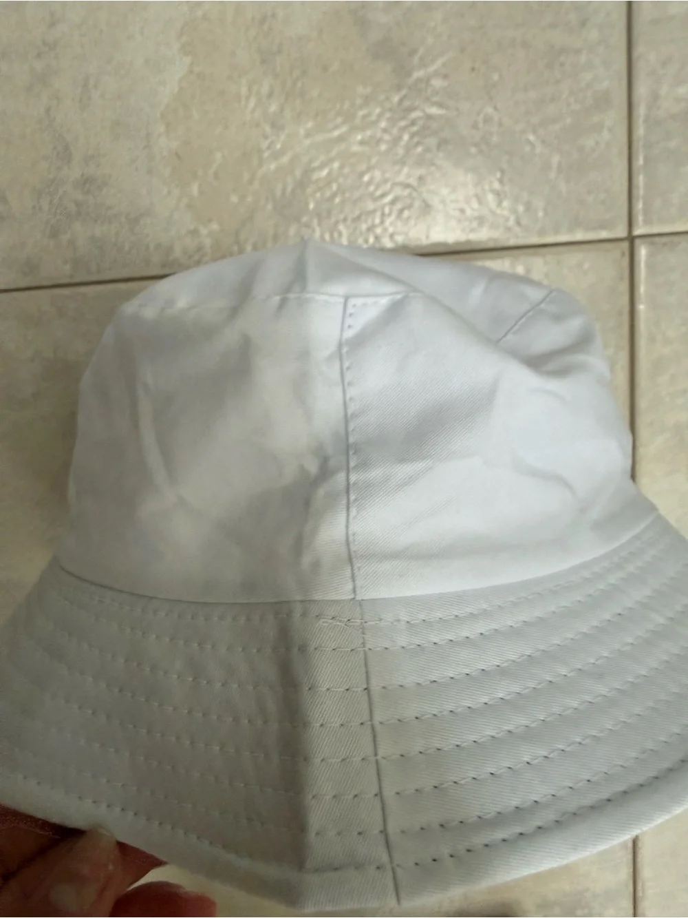 Unbranded White Bucket Hat with Purple Text